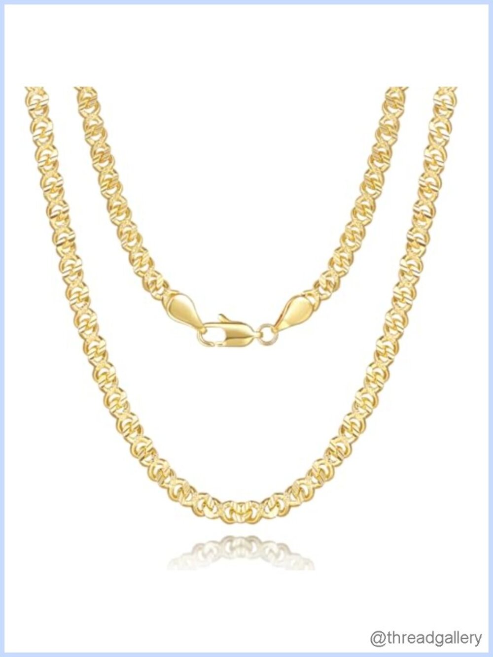 14K Gold Plated Cuban Link Chain Necklace 16 Inch Lobster Clasp